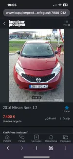 Nissan Note 1.2 2016 god. Benzin 6300 € Prodajem Auto